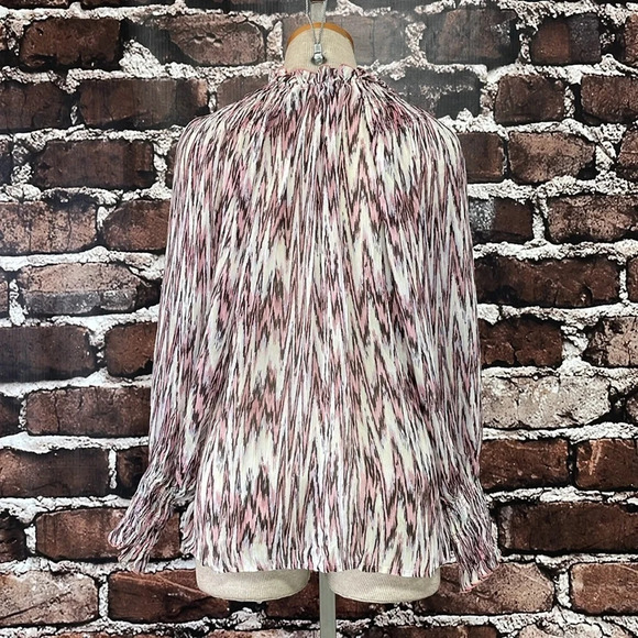 Magali Pascal Blouse Women's XS Extra Small Pink White Print Long Sleeve Top - Picture 11 of 14